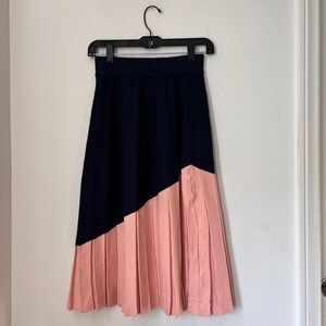 Tory Burch Blue Pink Pleated A-Line Knit Skirt Viscose Designer XS